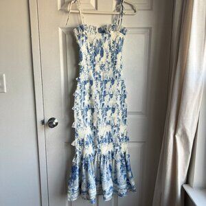 V. Chapman The Geranium Dress in Provencal Blue Floral Size 4 - Worn Once